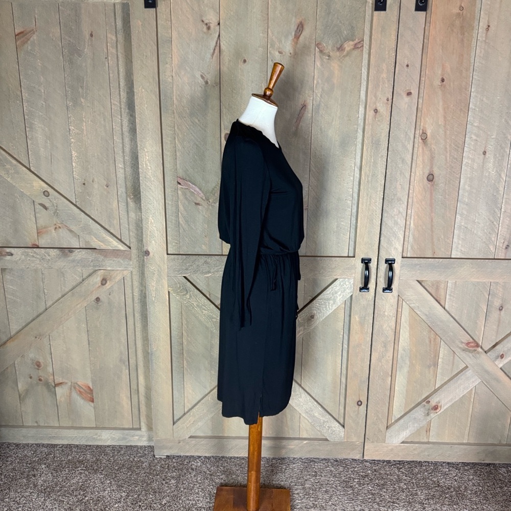 Simier Fariry black long sleeve jersey knit dress with drawstring waist Medium - Picture 8 of 13